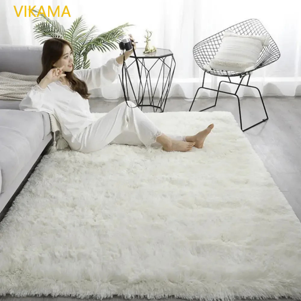Modern Silk Wool Carpet - Soft Non-Slip Area Rug for Living Room & Bedroom