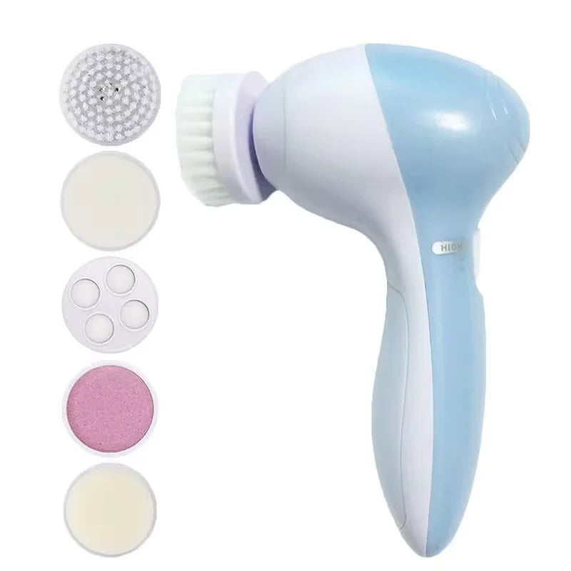 5-in-1 Electric Facial Cleansing Brush - Vibration Massage & Blackhead Remover