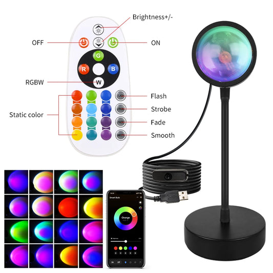 Smart Sunset Projection Lamp - RGB LED Night Light with App Control | YzzYzz
