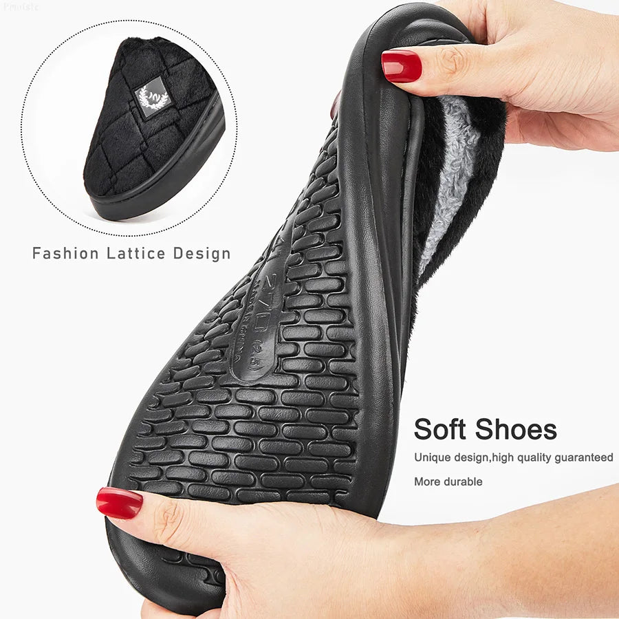 Men's Winter Slippers - Plush Lined Checkered House Shoes | Fmetyasi