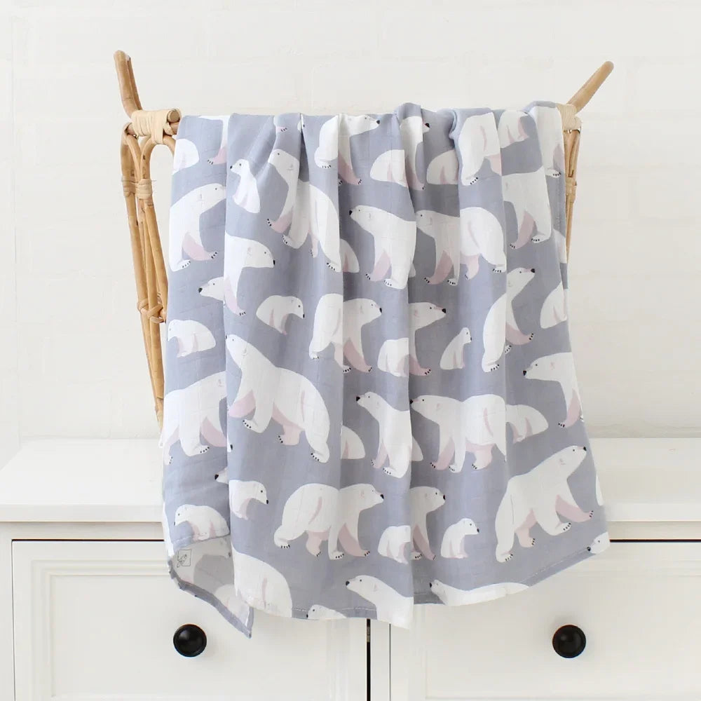 Bamboo Muslin Swaddle Blanket - Organic Cotton Baby Wrap (120x120cm)