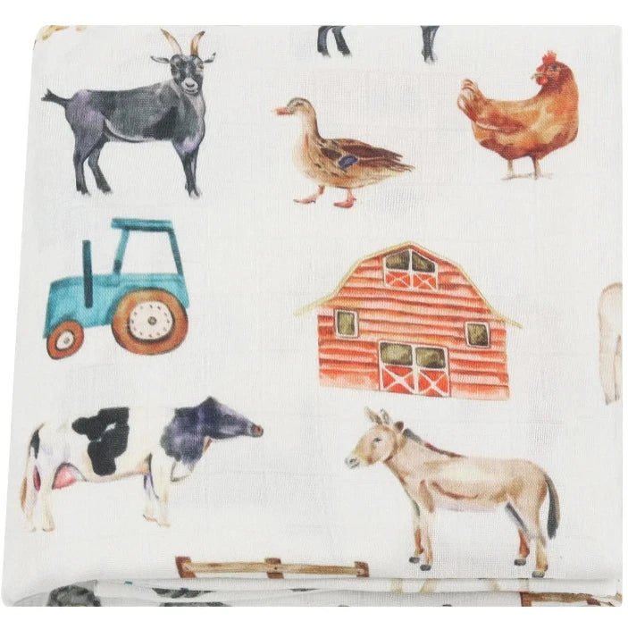 Bamboo Muslin Swaddle Blanket - Organic Cotton Baby Wrap (120x120cm)