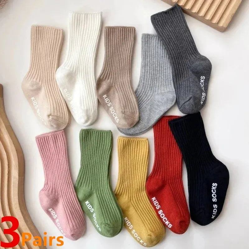 Baby Non-Slip Socks - Soft Cotton Grip Socks for Infants & Toddlers (3 Pairs)