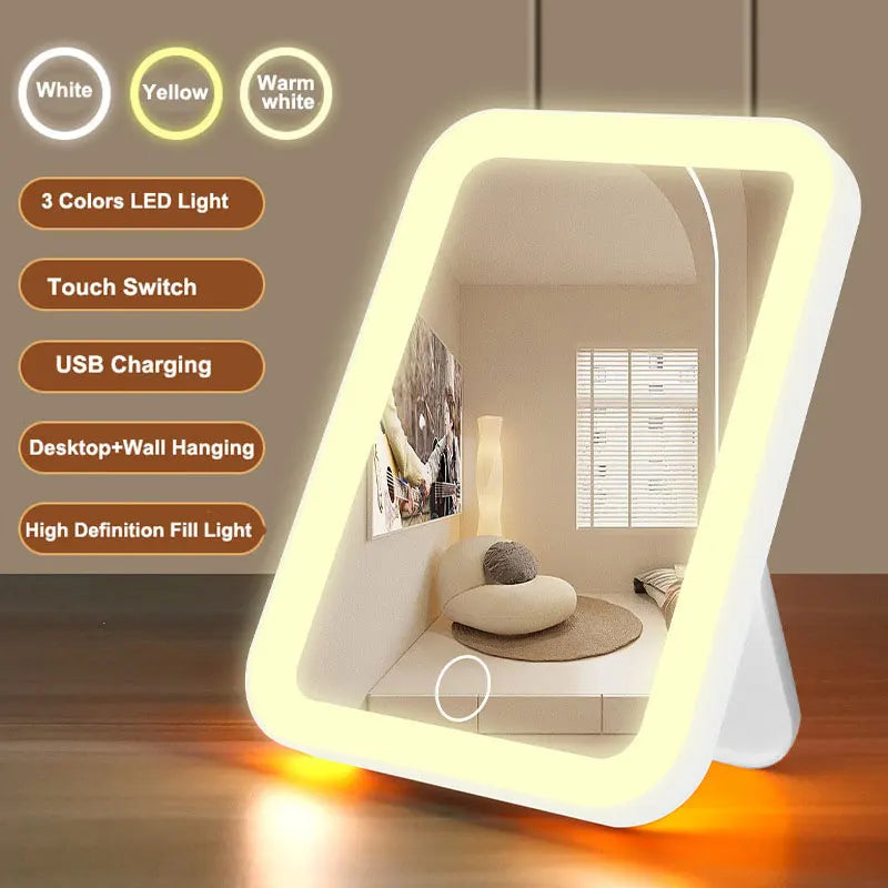 LED Vanity Mirror - Touch Screen Makeup Mirror with 3 Colour Lights
