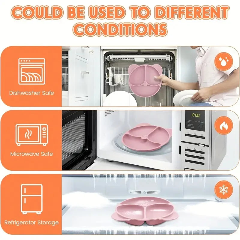 Baby Silicone Dinnerware Set - 5 Piece BPA-Free Feeding Set with Bib (0-2 Years)