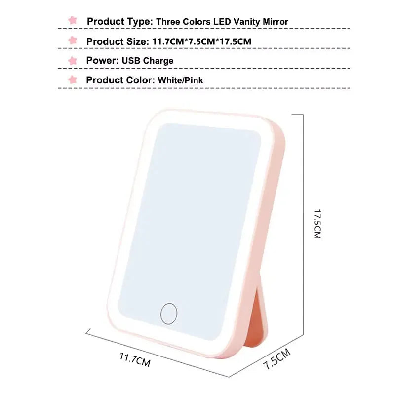 LED Vanity Mirror - Touch Screen Makeup Mirror with 3 Colour Lights