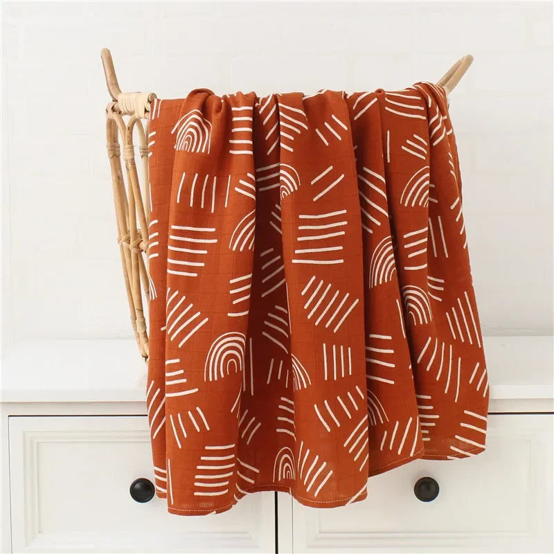 Bamboo Muslin Swaddle Blanket - Organic Cotton Baby Wrap (120x120cm)