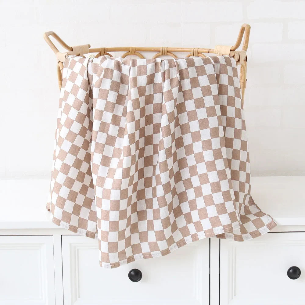 Bamboo Muslin Swaddle Blanket - Organic Cotton Baby Wrap (120x120cm)