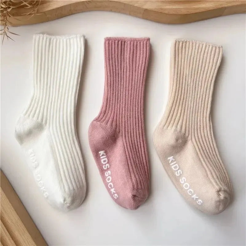 Baby Non-Slip Socks - Soft Cotton Grip Socks for Infants & Toddlers (3 Pairs)