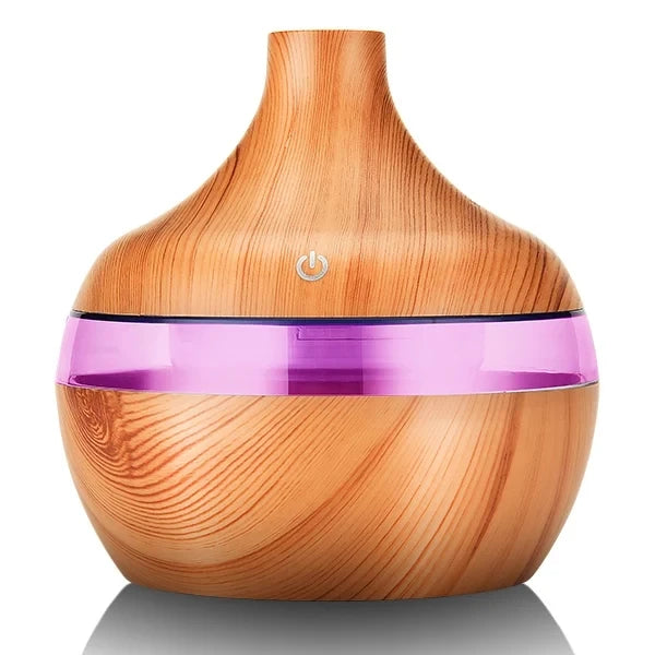 Mini Humidifier - Ultrasonic Aroma Diffuser with Wood Grain Design | Suncolourful