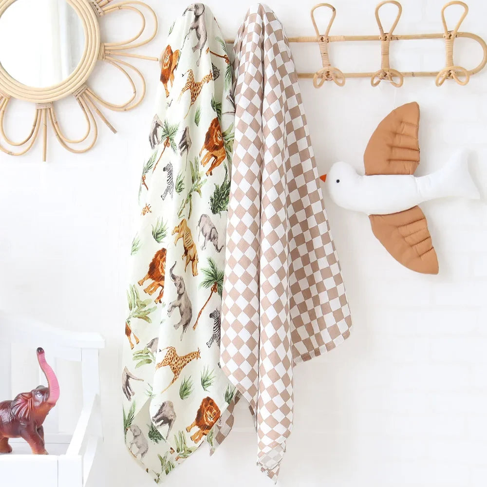 Bamboo Muslin Swaddle Blanket - Organic Cotton Baby Wrap (120x120cm)