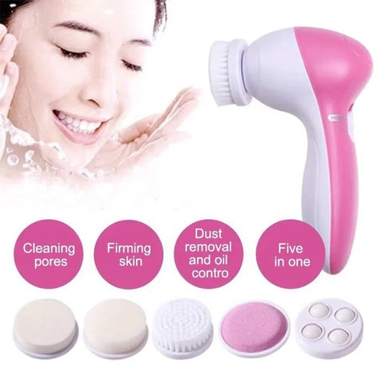 5-in-1 Electric Facial Cleansing Brush - Vibration Massage & Blackhead Remover