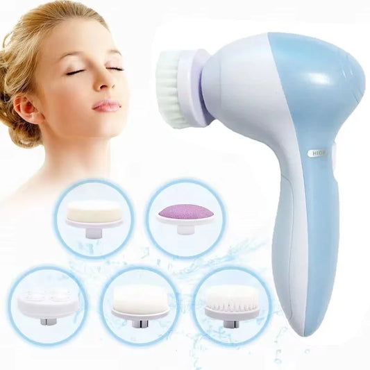 5-in-1 Electric Facial Cleansing Brush - Vibration Massage & Blackhead Remover