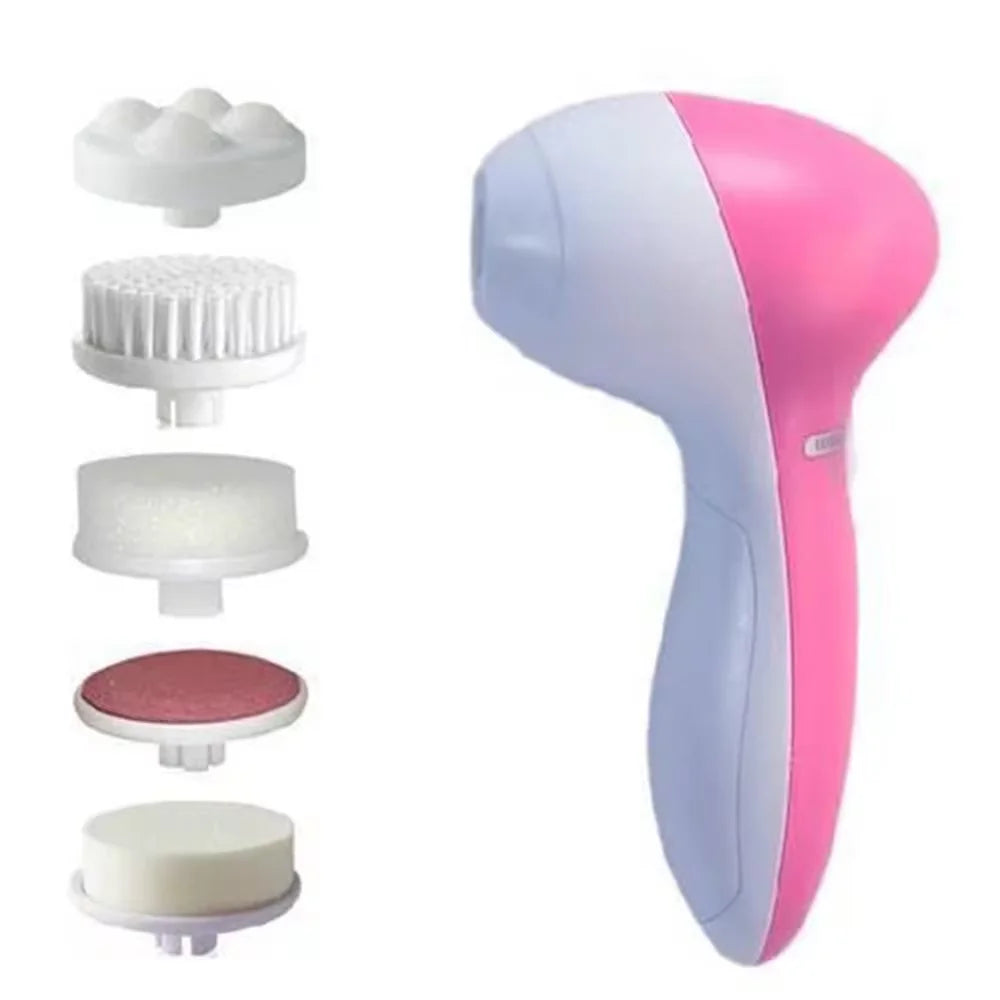 5-in-1 Electric Facial Cleansing Brush - Vibration Massage & Blackhead Remover