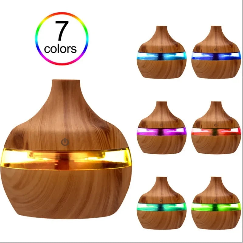 Mini Humidifier - Ultrasonic Aroma Diffuser with Wood Grain Design | Suncolourful