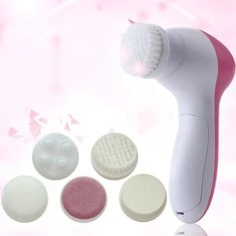 5-in-1 Electric Facial Cleansing Brush - Vibration Massage & Blackhead Remover