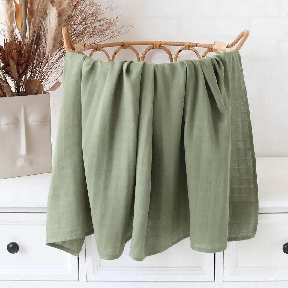 Bamboo Muslin Swaddle Blanket - Organic Cotton Baby Wrap (120x120cm)