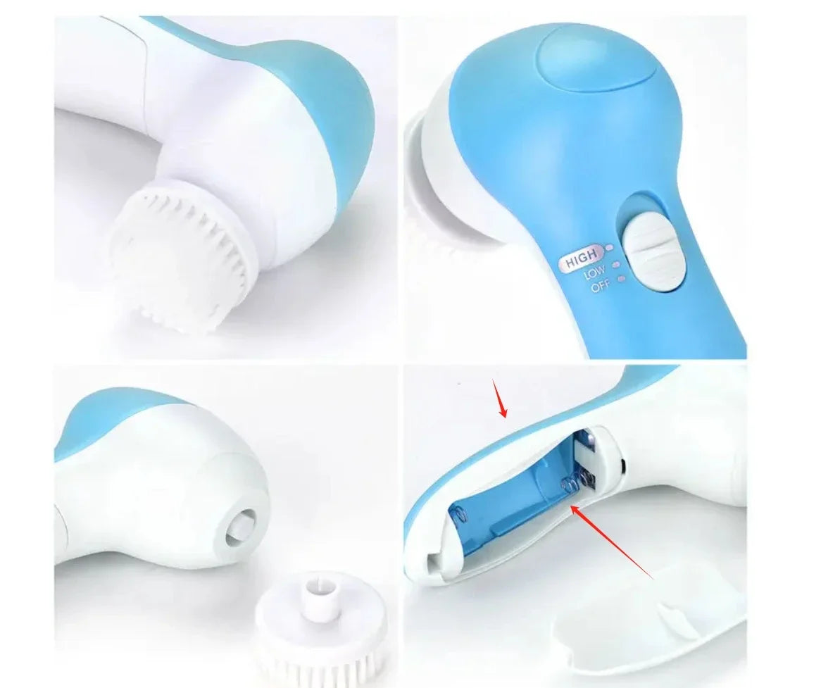 5-in-1 Electric Facial Cleansing Brush - Vibration Massage & Blackhead Remover